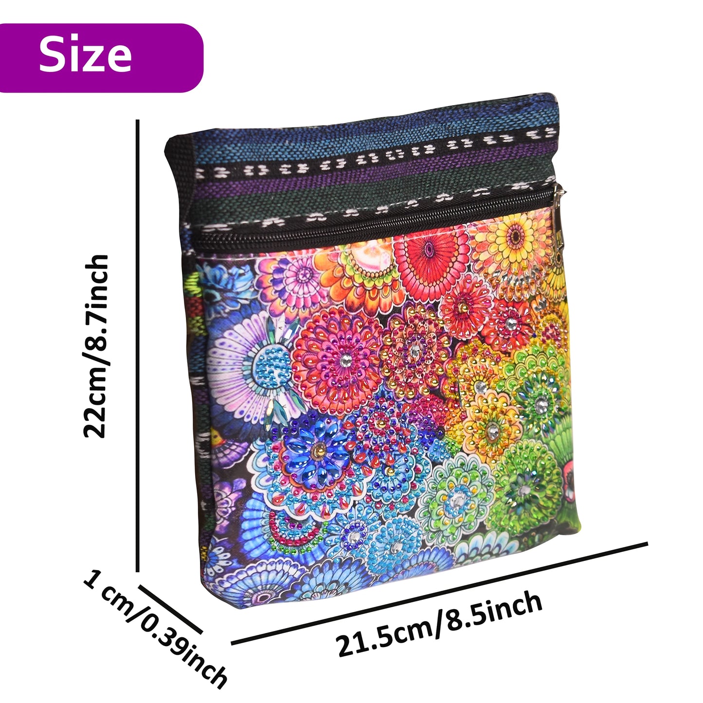 1pc/Set DIY Mandalas Diamond Art Purses Canvas Zipper Handbag with Strap Mandalas Diamond Painting Crossbody Bag for Adults