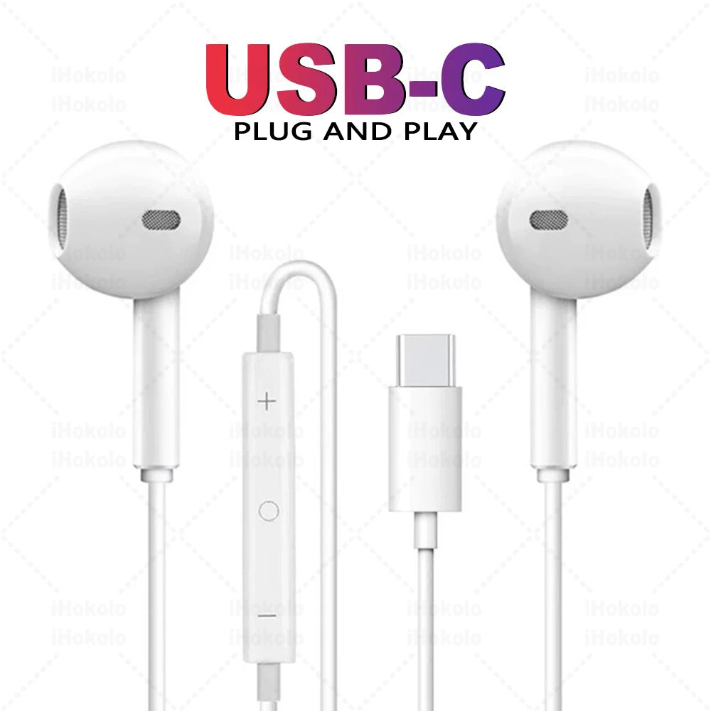 Original Wired Earphones For Apple iPhone 17 16 15 14 13 12 11 Pro Max iPad In-Ear Earbuds For Lightning USB-C 3.5mm Headphones