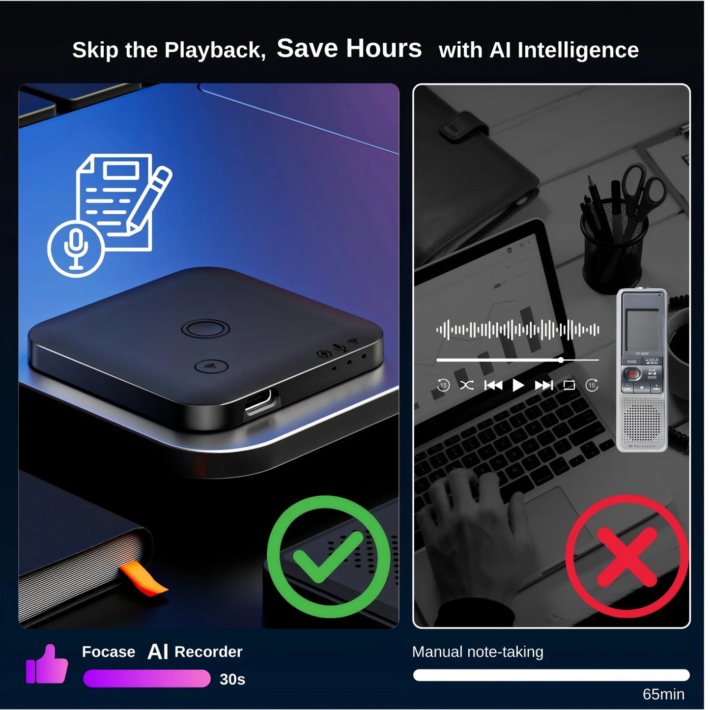AI Voice Recorder with Auto Transcription Translate Summarize & Mindmap Phone Call Recording for Lectures, Meetings & Interviews