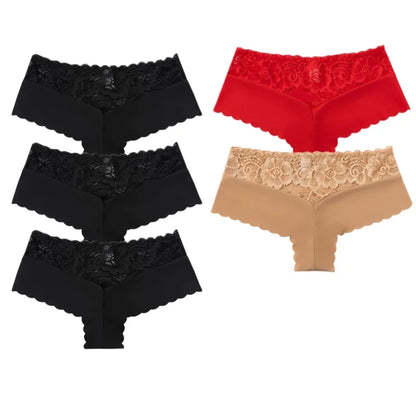 BZEL 5PCS/Set Women's Panties Sexy Lace Underwear Fashion Printing Woman Boxers Comfortable Lingerie Breathable Female Boyshorts
