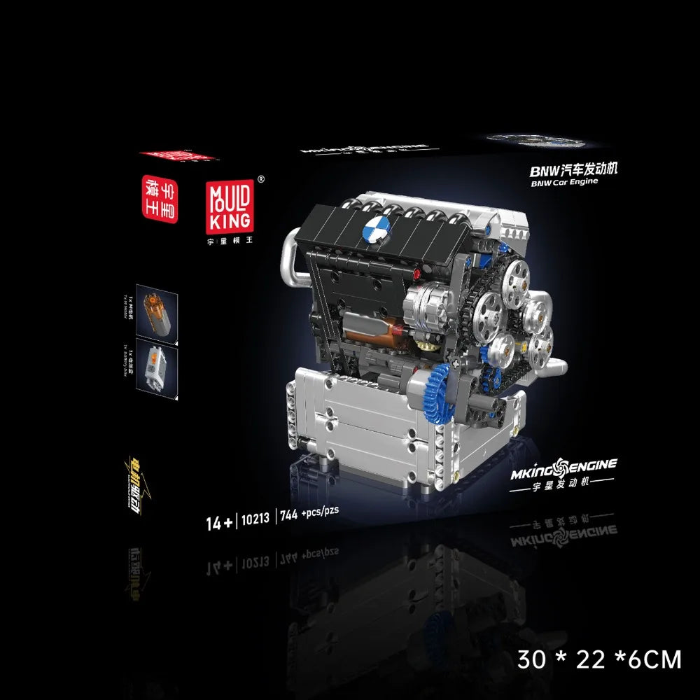 MOULD KING 10213 Tech Car Engine Building Set 744PCS STEM Educational Model for Kids Adults DIY Mechanical Engineering Toy