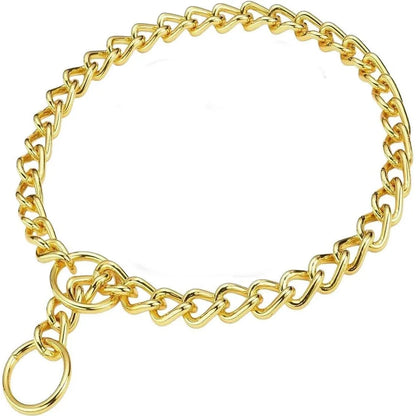 Dog Gold Silver Chain Link Dog Collar Dog Choke Necklace Collar Metal P Slip Chain Training Walking Choker Stylish PET Accessory