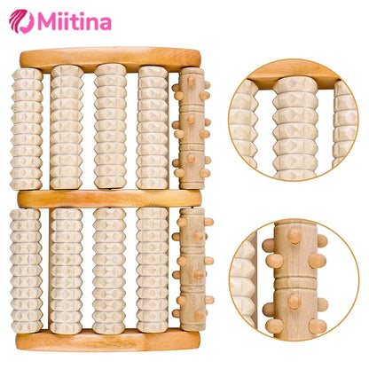 Wooden ten row large roller foot massager for hand massage household foot massager Relieves Fatigue Pain and Fasciitis Plantar