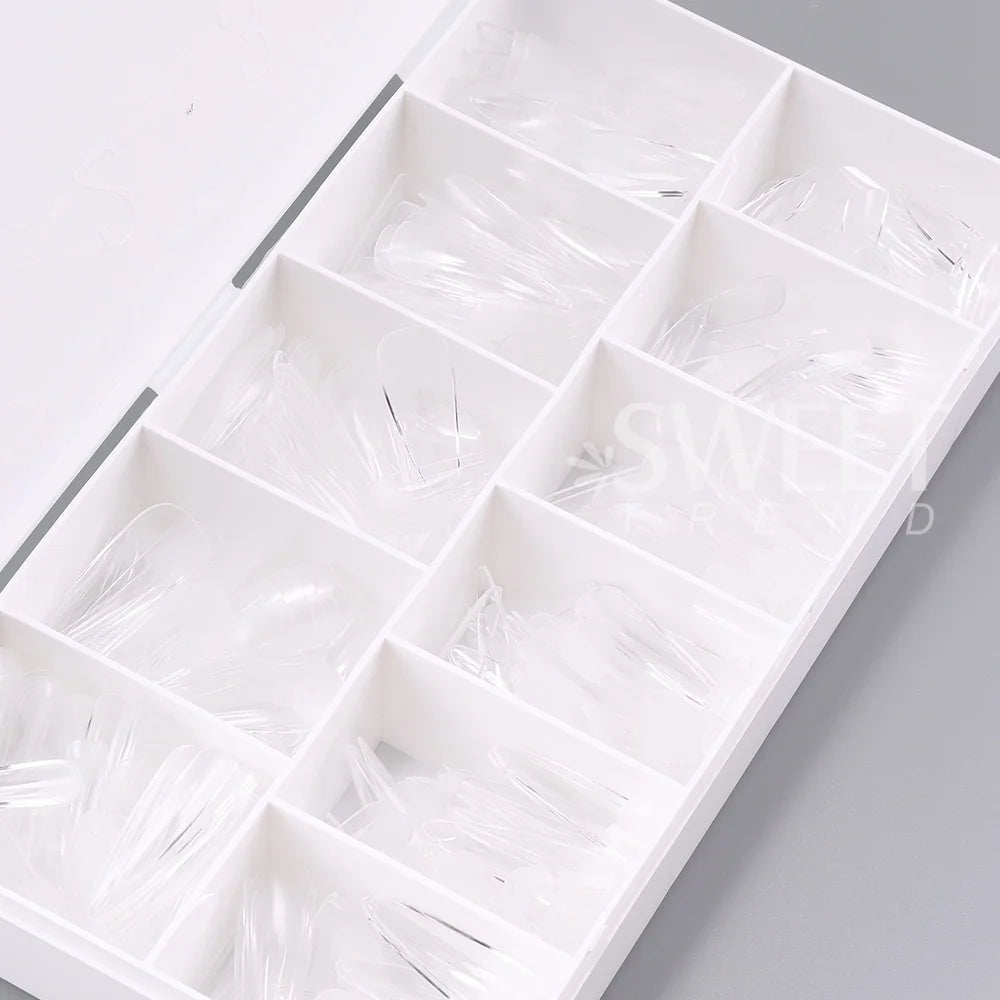 550pcs Translucent Frosted Nail Tips Soft Almond Coffin Square Acrylic Soft Full Cover False Nails Matte Press On Nails Manicure