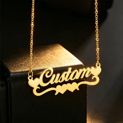 Multi-style Heart Name Design Personalized Pendant Necklace Woman Stainless Steel Silver Gold Name Customized Necklace Jewelry
