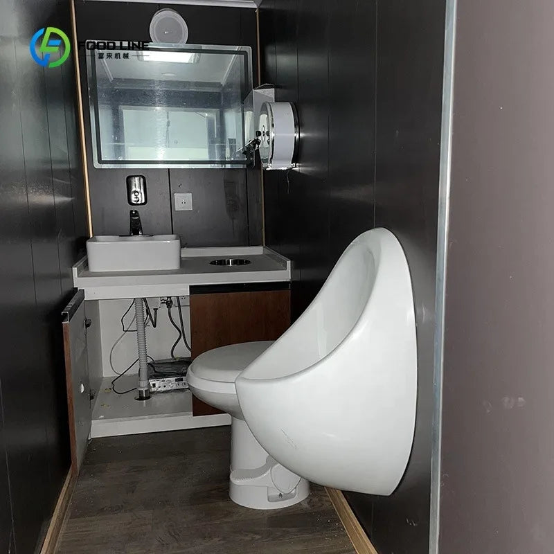 Outdoor Luxury Shower and Toilet Cabin with Mobile Bathroom Facilities for Camping and Events Restroom Trailer