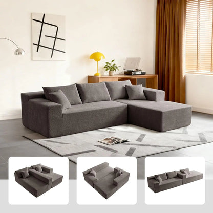 104" Sectional Sofa Boucle L-Shape Chaise High-Density Foam Living Room Set Right Hand Lounge Couch Apartment Office, Customized