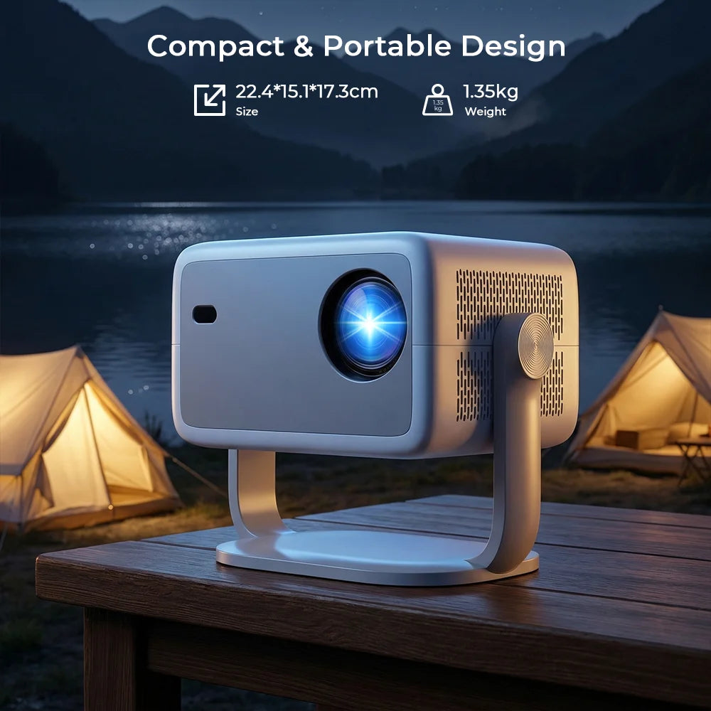 LYNCast Smart Projector with BT5.4 and WIFI6, L018, FHD 1080P, Android14, 360° Rotate Portable, Home Theater, Perfect for TV Series, Movies, Gaming, Anime, Sports, K-Dramas, Concerts
