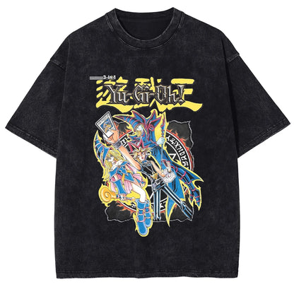 Yu Gi Oh Anime Print T-shirt Yugi Muto Manga Graphic T Shirt Men Women Clothing Summer Short Sleeve Tees Washed Cotton Tshirt