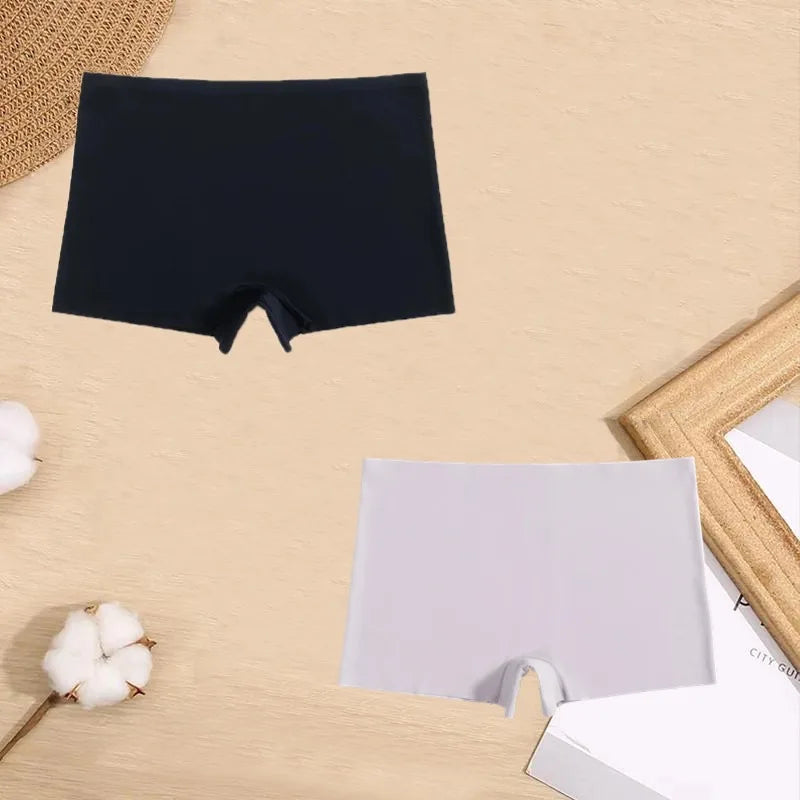 2 Pieces Boxers for Women Silk Seamless Female Underwear Mid-Rise Elasticity Women's Safety Panties Soft Boyshorts Lady Lingerie