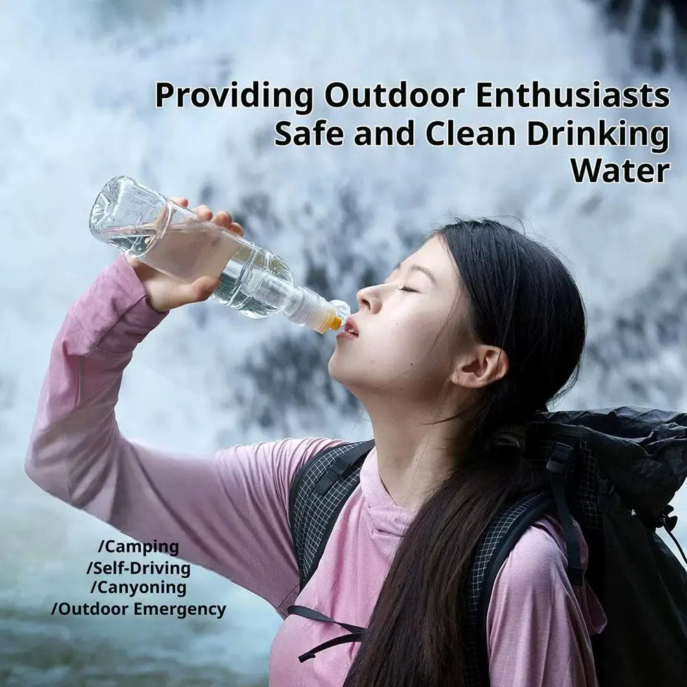 Mini Water Purifier Straw Lightweight Drinking Water Filter High‑Speed Water Flow Outdoor‑Use Filter Adapter For Camping Hiking