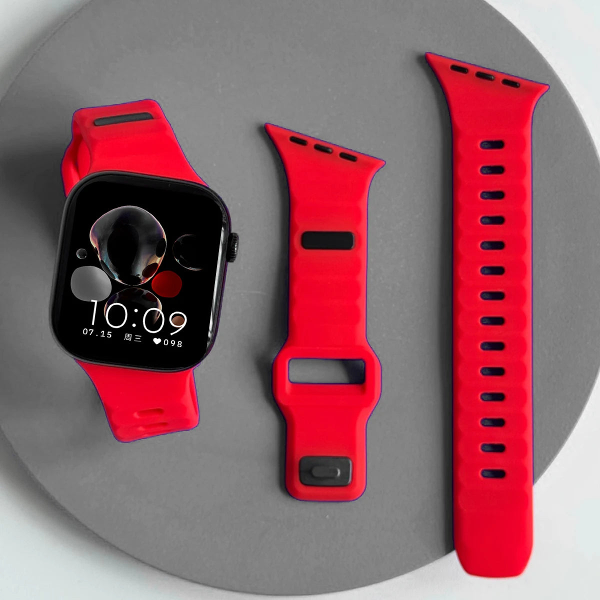 Silicone Sport Band for Apple Watch Ultra 3/2 49mm 42 44 38 40 41mm Two Tone Adjustable Strap for Iwatch S11 10 9 8 7 6 SE3 Belt