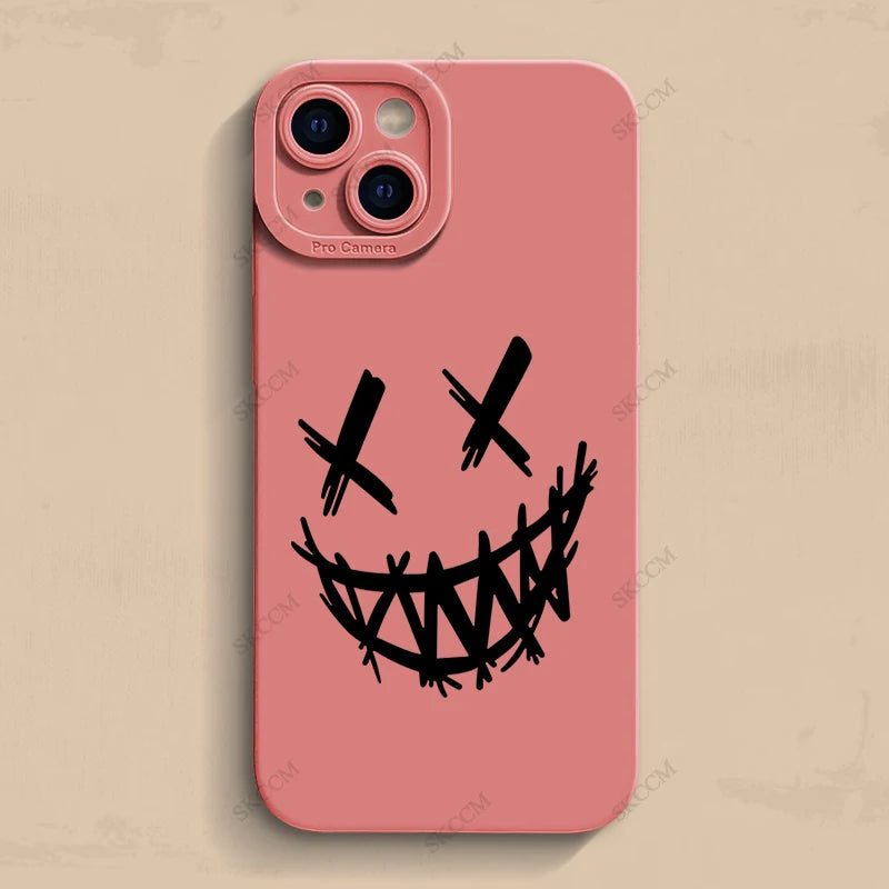Smiling Devil Phone Case For iPhone 11 12 13 14 15 Pro Max Mini 7 8 Plus X XS Max XR Matte Shockproof Fashion Cases Back Cover