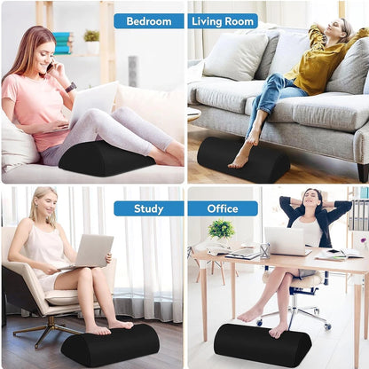 Foot Rest for Under Desk, Soft Foam Office Accessory with Washable Cover, Foot Stool for Car Home Office, Relieves Leg & Ankle