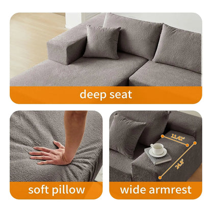104" Sectional Sofa Boucle L-Shape Chaise High-Density Foam Living Room Set Right Hand Lounge Couch Apartment Office, Customized