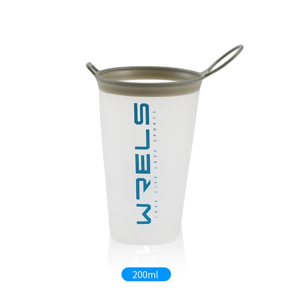 WRELS Foldable Silicone Water Bottle Outdoors Traveling Sport Running Cycling Kettle Water Bottle BPA Free 500ml With Straw