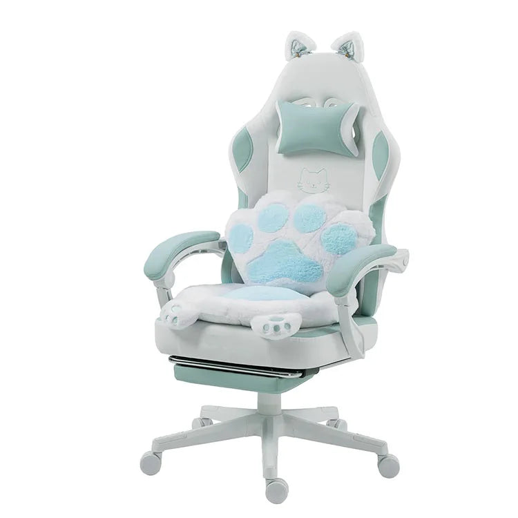 Gaming Chair for Adults Ergonomic Reclining Computer Chair with Lumbar Support and Headrest RGB LED Lights Cat Ears Design
