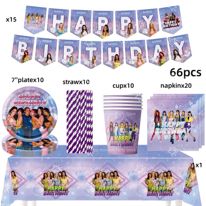 Kpop Katseye Party Decoration Tableware Tablecloth Cup Plate Napkin Sticker Bags Balloons Baby Shower Kpop Party Favors Supplies