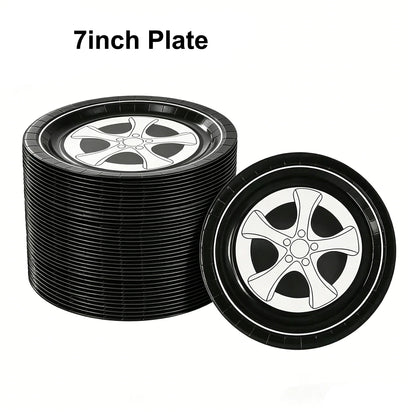 20/100Pcs Racing Car Birthday Party Supplies 7''and 9'' Paper Plates Dessert Cake Plates Napkins Racing Theme Birthday Decoratio