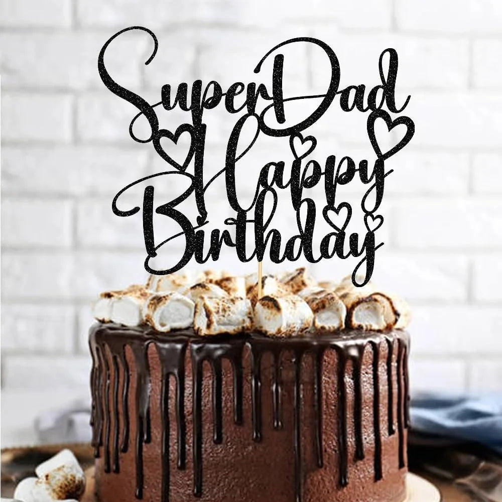 Super Dad Happy Birthday Cake Topper, Father's Day Party Decorations, Dad's Birthday World's Best Daddy Party Decorations Suppli