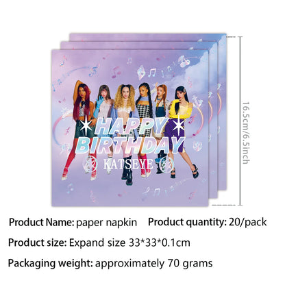 Kpop Katseye Party Decoration Tableware Tablecloth Cup Plate Napkin Sticker Bags Balloons Baby Shower Kpop Party Favors Supplies