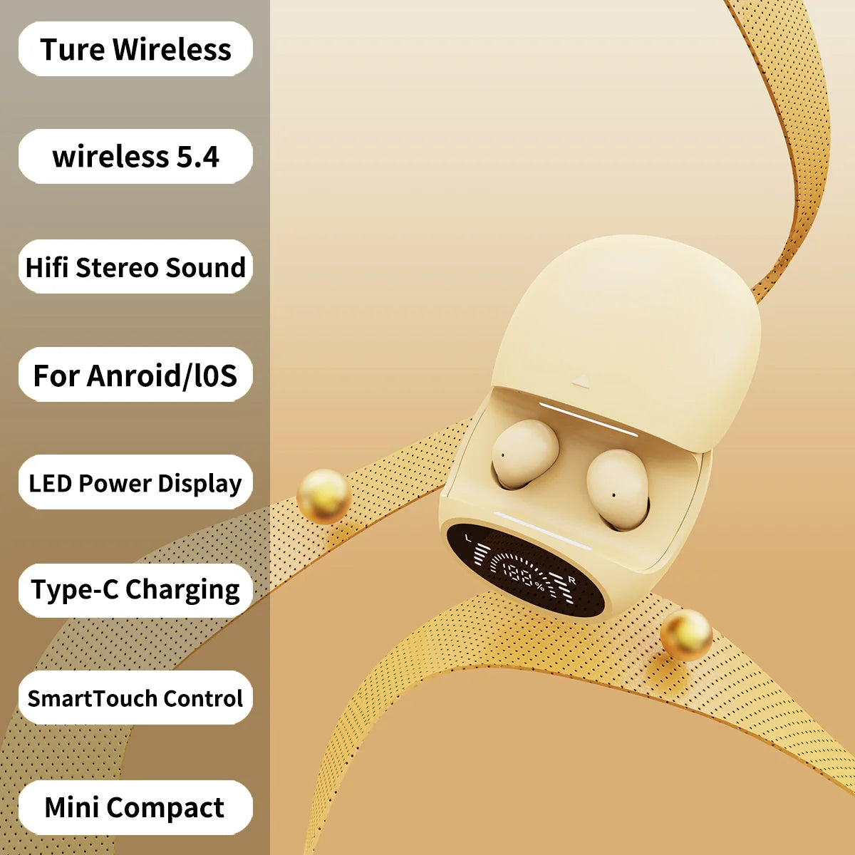 Wireless Bluetooth Earbuds Dual 2-in-1 In-ear for Sleep Running Sports Long Battery Life Couple Set