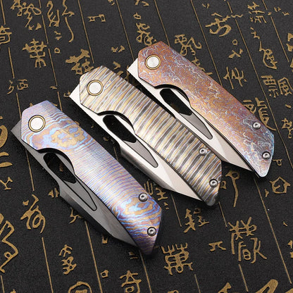 Folding Knife M390 Steel Titanium Alloy Handle Outdoor Survival Camping Portable EDC Collection Tool for Play