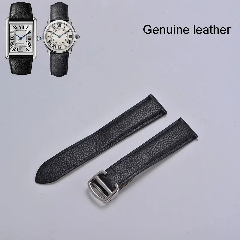 Watch strap soft cow leather for Cartie'r Tank/must/solo/santos watch band high-end quick release easy  install foldable buckle