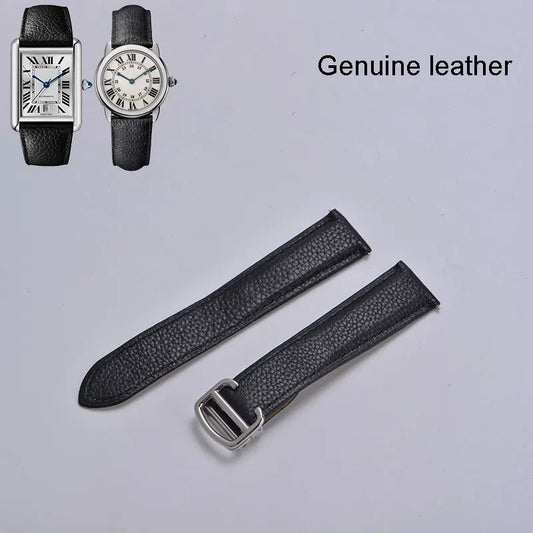 Watch strap soft cow leather for Cartie'r Tank/must/solo/santos watch band high-end quick release easy  install foldable buckle
