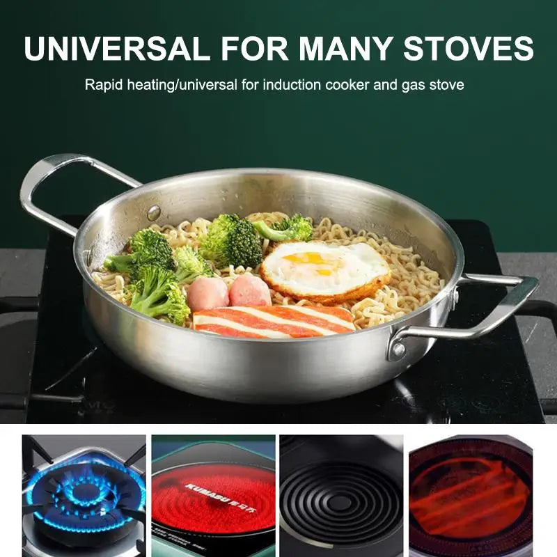 3pcs Stainless Steel Hot Pot Dual Handles Induction Compatible Ramen Seafood Cookware Utility Tool Kit Sets Pro Super Essentials