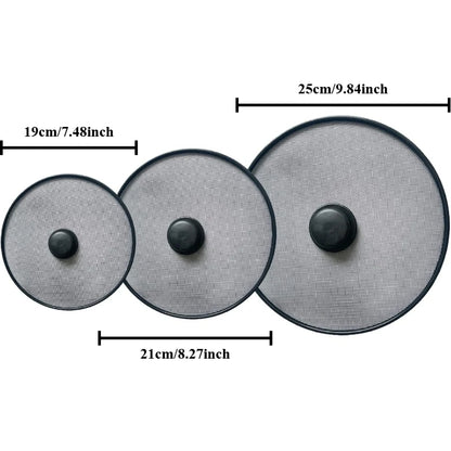 3Pcs 7.4+8.3+9.8in Splatter Guard Screens Mesh Grease Splatter Lid, Oil Proof Pan Cover Kitchen Cooking Accessories