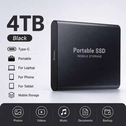 Space Efficient External Hard Drive 2TB Portable Mobile Hard Disk for Family Daily Photo Saveing PC Laptop