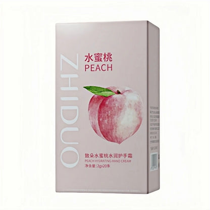 A Box of 20 Peach Moisturizing and Hydrating Hand Creams, Portable Moisturizing Sticks, Suitable as Hand Cream, Face Cream, and Body Lotion, Ideal as Souvenirs and Gifts.