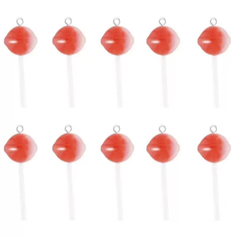 10pcs Cute Lollipops Pretend Play Food Pendants Crafts DIY Handmade Jewelry for Earring Necklace Keychain