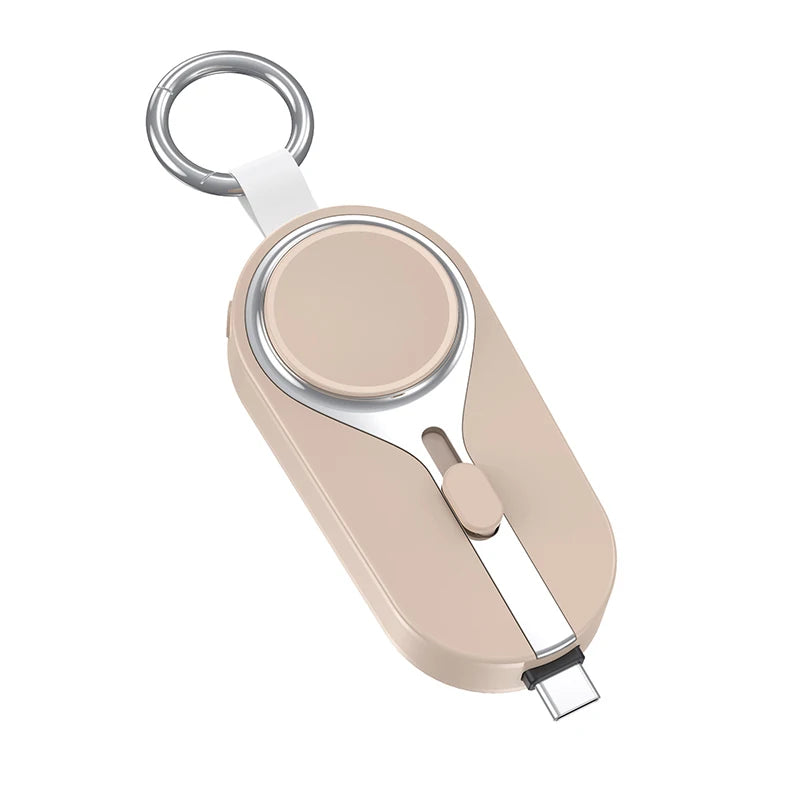 Mini Emergency Keychain Power Bank 2-in-1 Wireless Charging Watch Mobile Power Supply for Apple Watch and iPhone Xiaomi Samsung