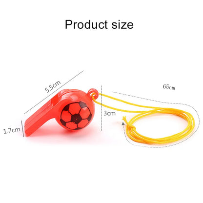 10/20/30pcs Football Style Whistle with Rope Plastic Colorful Party Gathering Noise Producing Material Cute Cartoon Whistles TMZ