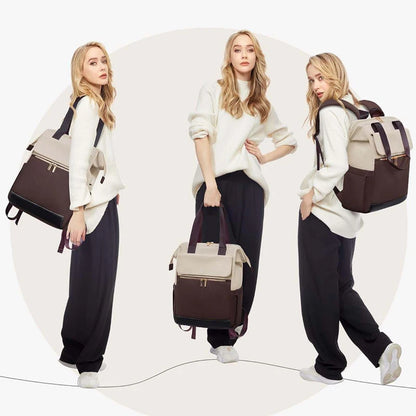 Cream Color Women Travel Laptop Backpack Large Capacity Multi-Piece Luggage Bag Simple Versatile Shoulder School Bag Travel Bags