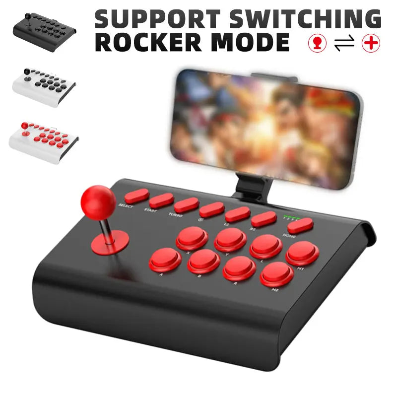 Arcade Fight Stick for P4/Switch/PC – Multi-Platform BT Joystick Controller with Turbo, Compatible with Android/iOS/Steam TV Box