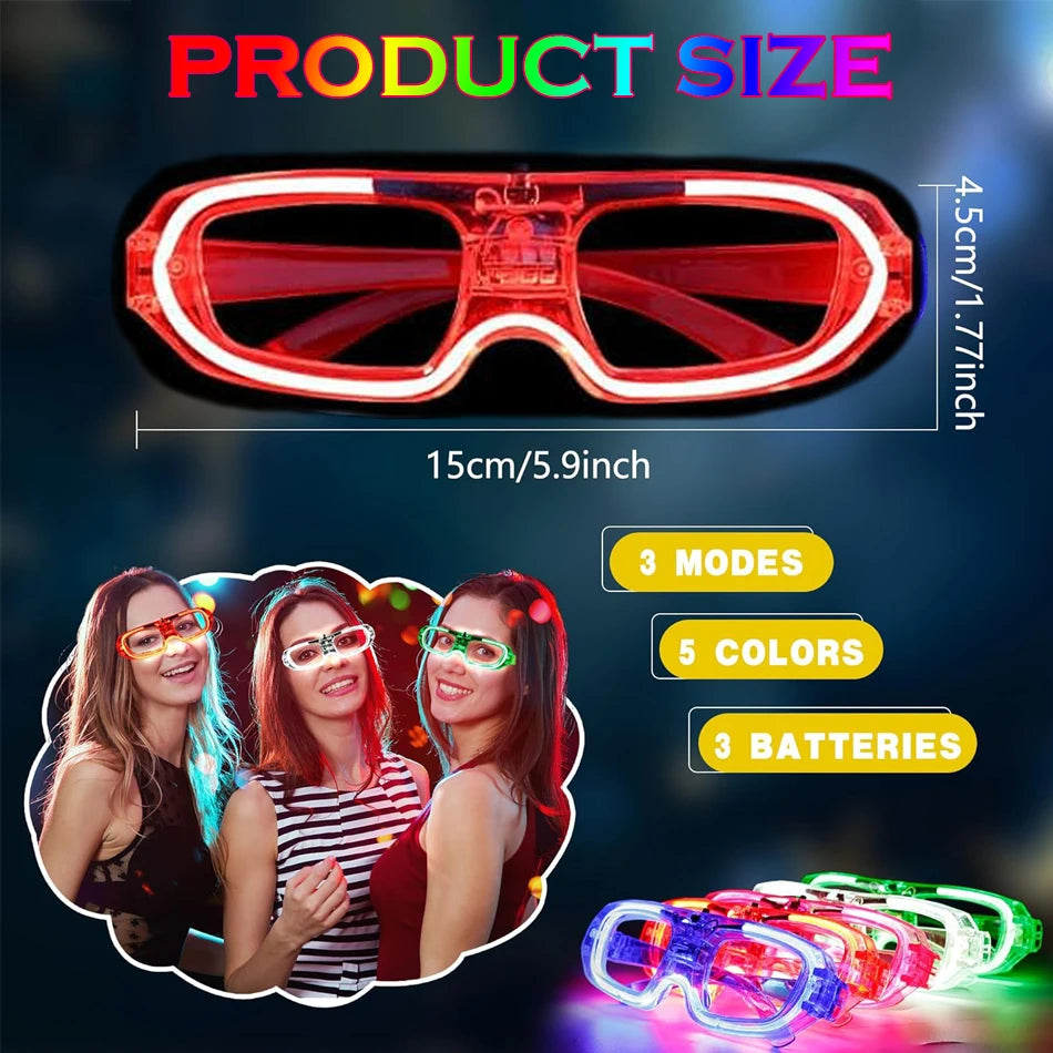 15/30 PCS LED Glow Glasses Multicolors Light up Glasses Glow In the Dark Party Supplies Neon Party Favors for Wedding Birthday