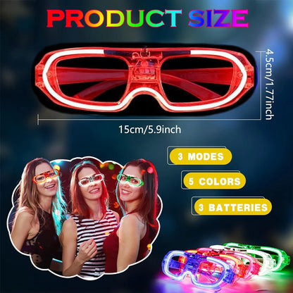 15/30 PCS LED Glow Glasses Multicolors Light up Glasses Glow In the Dark Party Supplies Neon Party Favors for Wedding Birthday