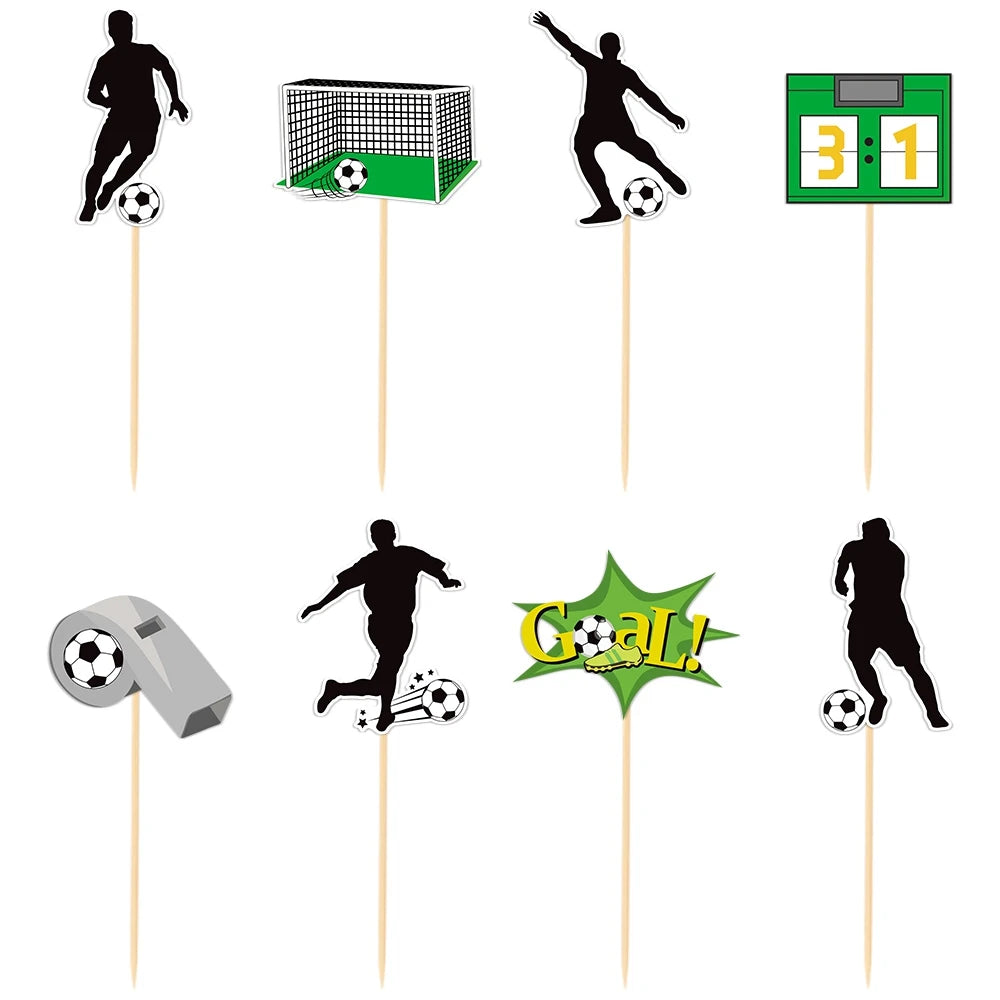 Football Cake Topper Boy Girl Soccer Happy Birthday Cupcake Toppers Party Dessert Wedding Decoration Baby Shower Baking Supplies