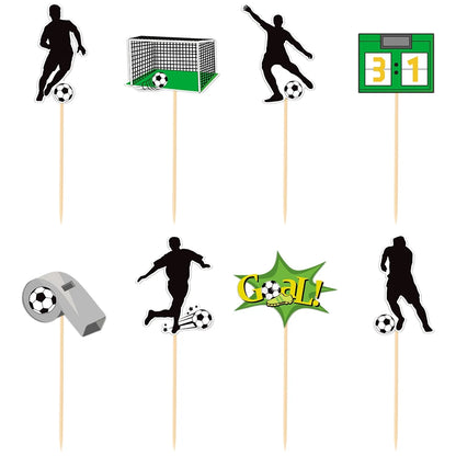 Football Cake Topper Boy Girl Soccer Happy Birthday Cupcake Toppers Party Dessert Wedding Decoration Baby Shower Baking Supplies
