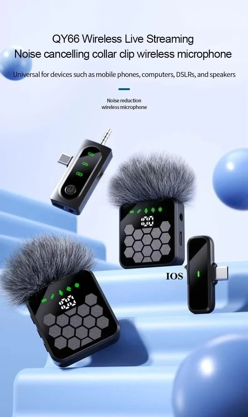 Wireless Lavalier Microphone for Camera,iPhone,Android,Video Recording  Microphone Reverb Sound Podcast Noise Reduction Clip Mic