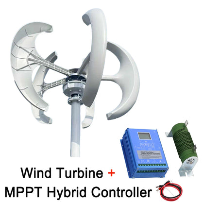 Home 10KW Vertical Wind Power Turbine 3KW 5KW 8KW 12V 24V 48V Lantern Shape Low Noise Roof Windmill With Hybrid MPPT Controller