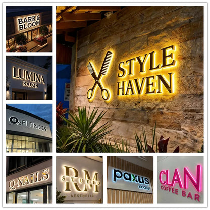 Custom 3D Business Logo Sign Large Personalized Illuminated LED Wall Signage Outdoor Backlit or Channel Letters for Storefront