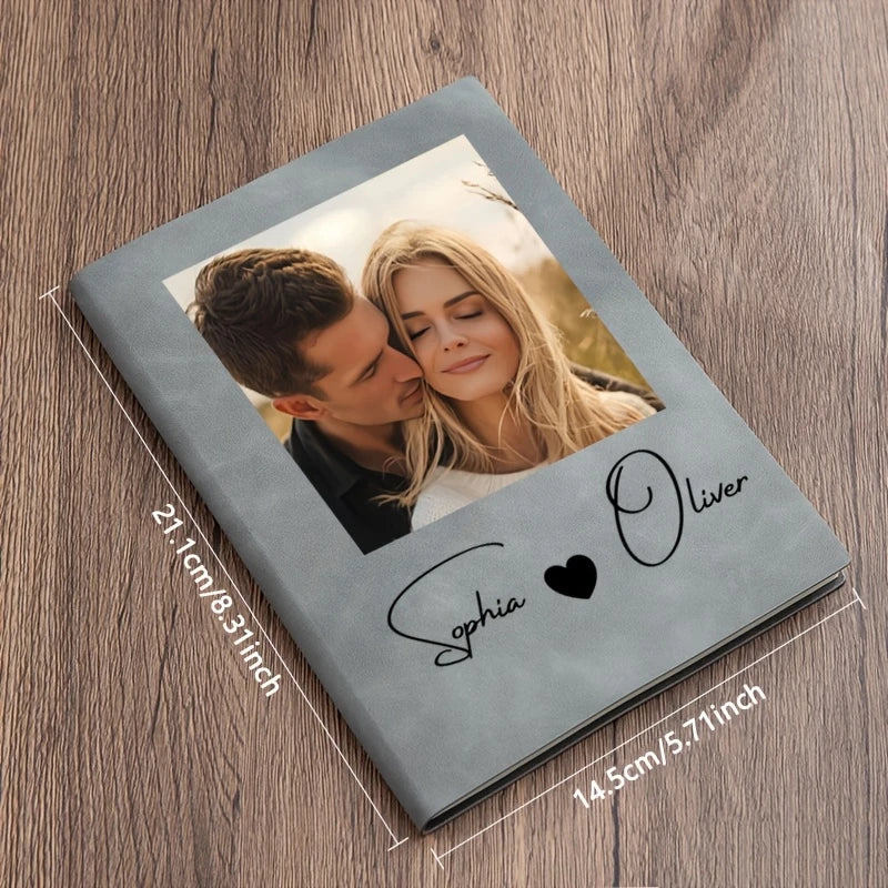 Customizable A5 Personalized Notebook - Personalized Your Name And Photo Couple Portrait