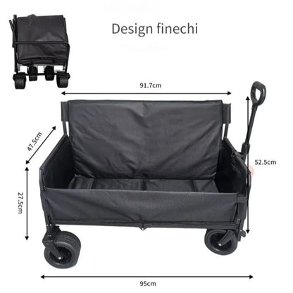 Outdoor Travel Seated Camping Cart Hiking Convenient Relaxing Large Capacity Loadable Trolley Outdoor Transported Multi Tools