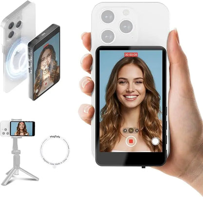 【US STOCK】 SYNCO XView M4 4 Inch Magnetic Vlog Selfie Monitor Screen P2P Wireless Connection Bluetooth Remote Control No WiFi Needed Portable Rear Camera Viewfinder Compatible with iPhone Smartphone Ideal for Outdoor Vlog