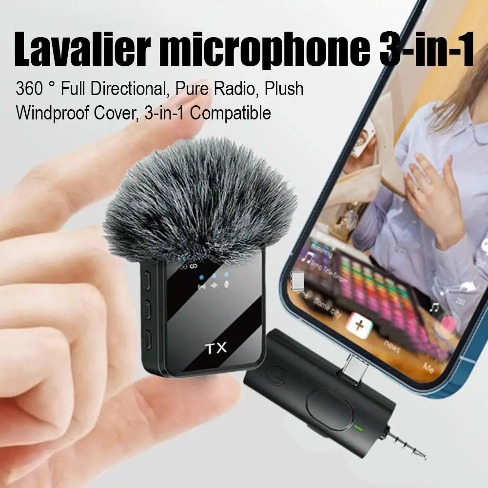Professional Wireless Lavalier Microphone For iPhone Android Camera Noise Cancellation For Video Recording Streaming Mic