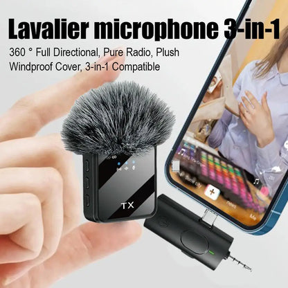 Professional Wireless Lavalier Microphone For iPhone Android Camera Noise Cancellation For Video Recording Streaming Mic